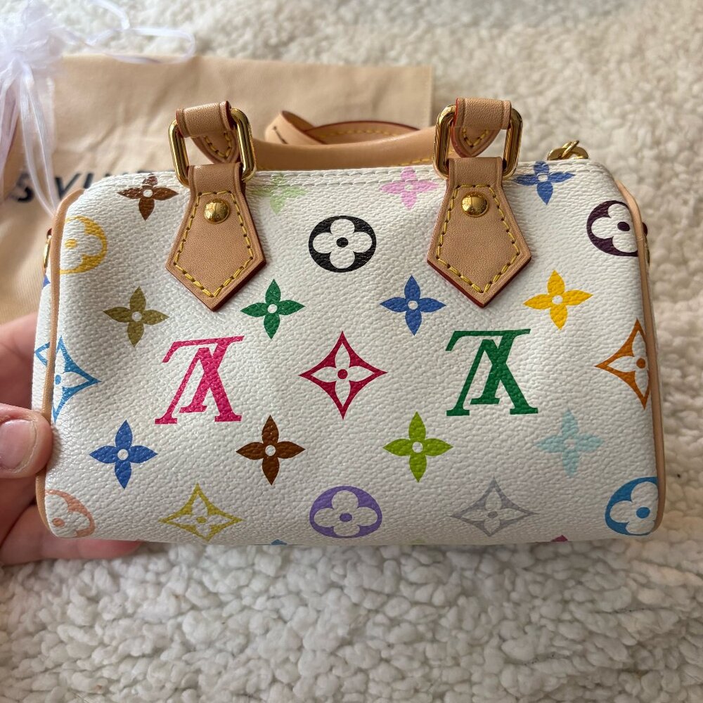 NWT Louis Vuitton X Takashi Murakami 2025 Nano Speedy White Multicolor - Picture 3 of 9